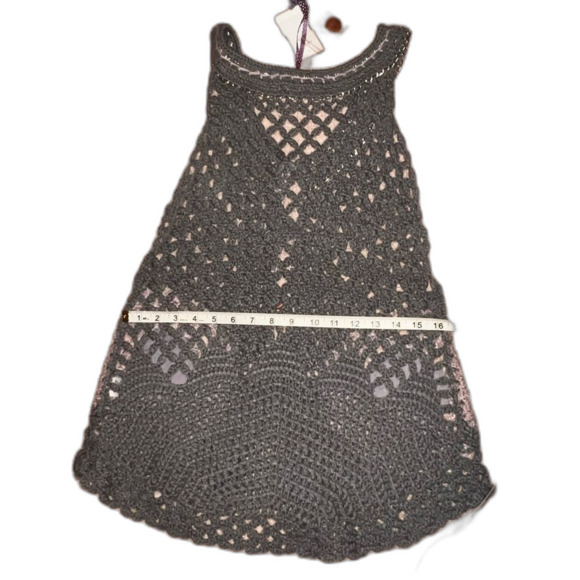 LULUMARI Gray Crochet Vest with Floral Accents - Size M/L - Picture 6 of 6